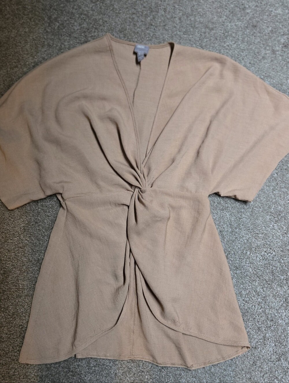 ASOS Tan Short Sleeve Twist-Front Kimono Top S